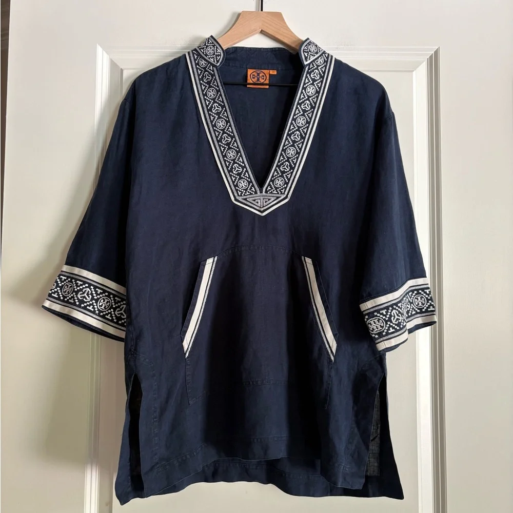 Tory Burch 100% Linen Tunic Top